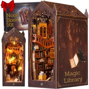 Book Nook Kit  Library Theme DIY Booknook with LED Lights | Book Nook Kits for Adults, Teens | Beginner-Friendly Nook Book for Home Dcor | Perfect Booknook DIY Kit Gift