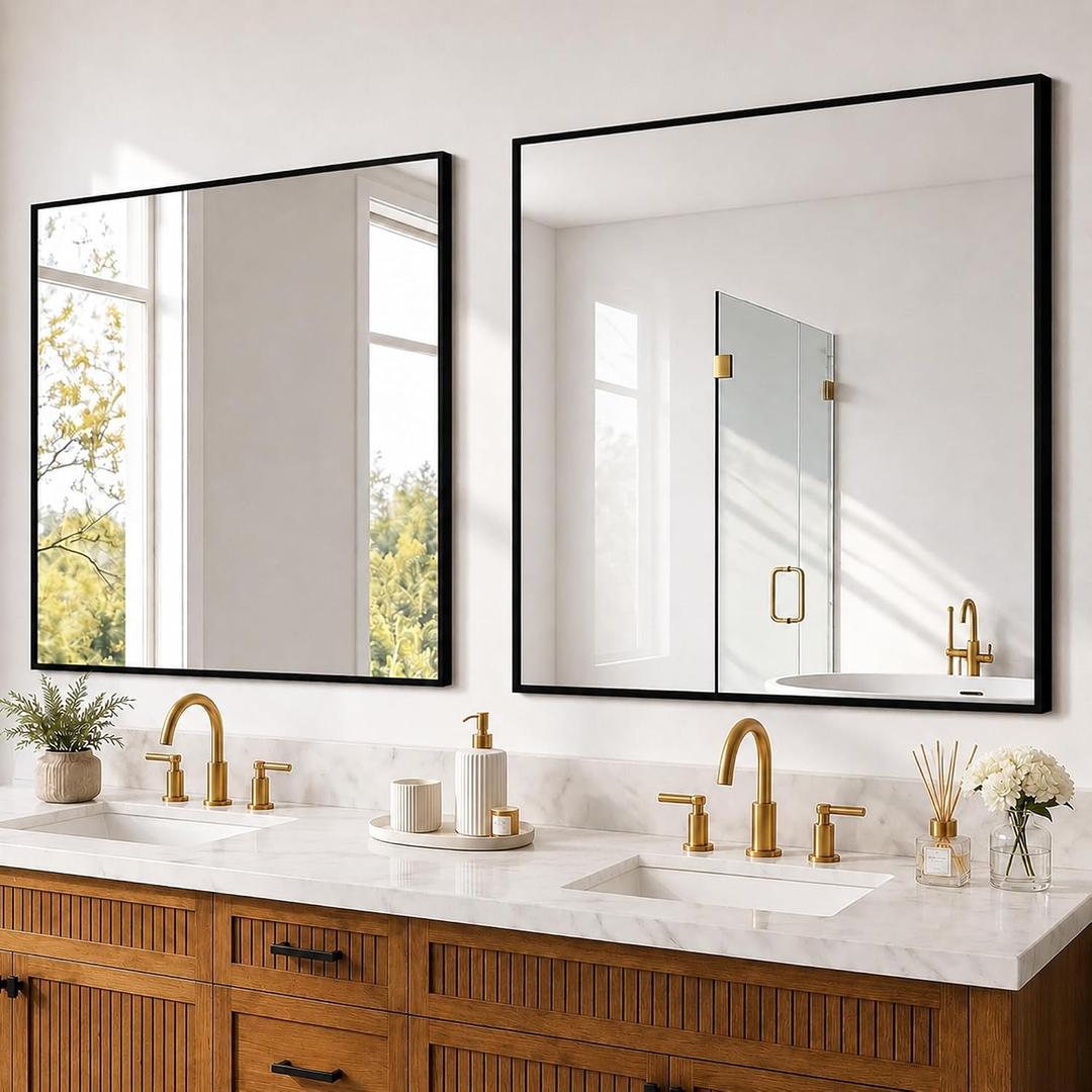 Bathroom Vanity Mirrors for Over Sink, 2 Pack 30"x30" Black Mirrors