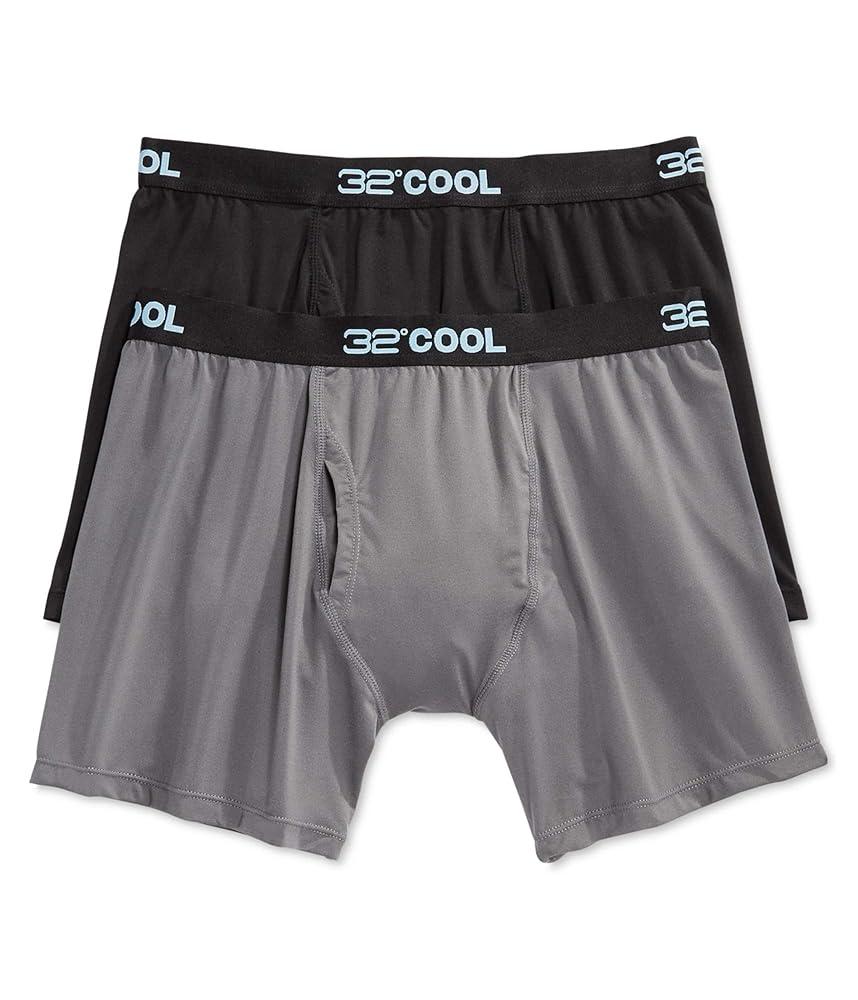 32 Degrees Cool Mens 2-PACK Active Mesh Quick Dry Performance Boxer Brief, 2 Black/2 Charcoal, XX-Large