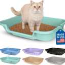 KittyGoHere Senior Cat Litter Box 1 Pack, Large Green Low Entrance Kitty Litter Box, Sized for Cats Comfort, Perfect for Senior and Arthritic Cats, Made in USA