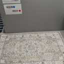 befbee 3x2 Area Rugs for Living Rooms, Stain Resistant Neutral Washable Rugs for Dining Rooms, Floral Vintage Non-Slip Thin Large Size Area Rug(Light Grey)