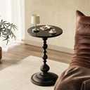 Side Table - Small Round Metal Accent Table for Living Room, Bedroom, Office - Modern Matte Black Pedestal Coffee Table for Small Spaces - 21" Height, Compact Drink Table for Sofa, Corners