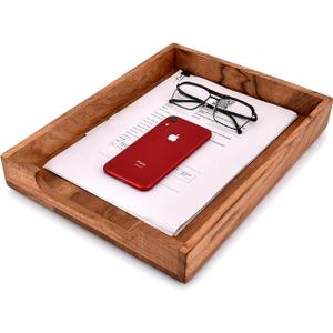 EDHAS Letter Trays & Stacking Supports Acacia Wood Desk Document, File Folder, Magazine Holder Tray (14" x 11" x 2")