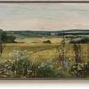Extra Large Framed Landscape Rustic Wall Art for Living Room, Vintage Scenery Canvas Artwork Prints, Countryside Vast Field Grassland Picture Farmhouse Country Painting for Bedroom Decor 16x48 Inch