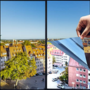 One Way Privacy Window Film,Premium PET Material,Daytime Reflective Heat Control Anti UV Door Sticker,Window Tint for Home Office Living Room,Mercury Blue,35.4 Inch x 6.5 Feet, Pack Of 4