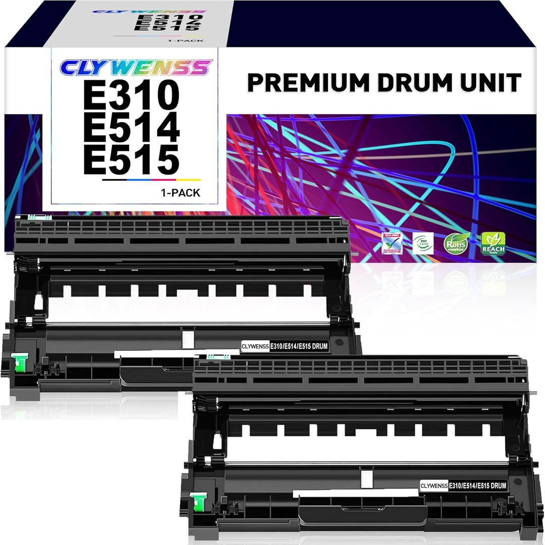 Compatible E310/E514/E515 Series Drum Unit Replacement for Dell E310 E310dw E515dw E514dw E515dn Printer, 2-Pack (Dell PVTHG, 593-BBKD, P7RMX)