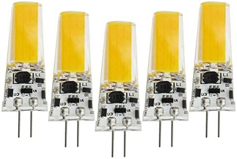 Klgeivb G4 LED Light Bulbs 3000K Warm White Lighting Dimmable, 5W Equivalent to 50W AC 110V-120V, Bi-pin LED Bulb Silicone G4 LED Bulbs (5-Pack)