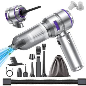 Car Vacuum Cleaner High Power - 22000PA Portable Car Vacuums 4 in 1 Compressed Air Duster & Air Blower & Pump Hand Held Vacuum Cordless with Brushless Motor for Cars Home Office (Purple)