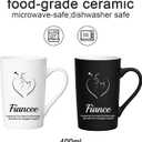 Fiancee and Fiance Couple Coffee Mugs Set – 14oz Ceramic Engagement Gift for Bride & Groom to Be, Matching His and Her Cups for Wedding Announcement, Bridal Shower, Engagement Party
