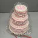 Cinnvoice 3-Tier Pink Bow Fake Cake 4" 6" 8" Coquettish Birthday Faux Cake Decor Wedding Dessert Props Reusable for Women Birthday Gift Back to School Photography Party, Non-detachable