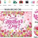Happy Mother's Day Backdrop Mother's Day Party Photoshoot Background Pink Floral Mothers Day Party Decoration Banner Booth Props (94x70inch(8x6FT))