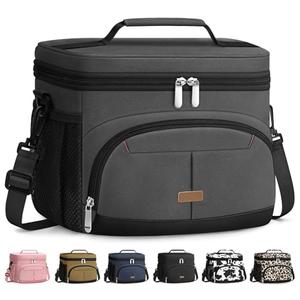 Pritent Lunch Box for Man Women, Insulated Lunch Bag Cooler Bag Leakproof Lunchbox Lunch Tote Bags with Removable Strap for Work School Picnic Travel (Grey/12L