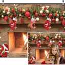 7x5ft Fireplace Backdrop Christmas Fireplace Photography Background for Wall Winter Holiday Family Merry Christmas Eve Party Decorations Banner Portrait Photo Booth Props