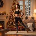 BBY Women's High Waisted Yoga Pants 7/8 Length Leggings with Black foil Stamping (Black)