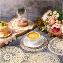 Mimorou 18 Pieces 8 Inch Beige Lace Doilies for Tables Crochet Doilies Vintage Cotton Lace Coasters Handmade Round Placemats Rustic Table Decor for Kitchen Dining Room Wedding Cup Vase Decoration