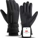 Winter Gloves for Men Women, Waterproof Warm Ski Gloves for Cold Weather, Touch Screen, Running Driving Cycling (Large, 318-black)