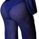 sexycherry Swimsuit Coverup for Women Off Shoulder Top & Mesh Long Pants (Blue, L)
