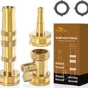 Twinkle Star Heavy-Duty Brass Adjustable Twist Hose Nozzle, High Pressure Hose Nozzle with On-Off Valve, Leakproof Operation 3/4" GHT Connector 3 Pack