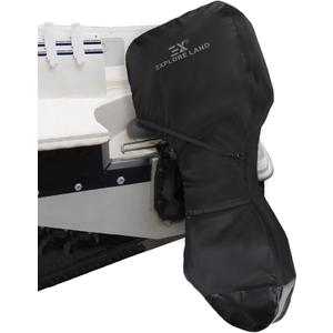 Explore Land Fade Resistant Full Outboard Motor Cover - Waterproof Upgraded Strong 600D Heavy Duty Boat Engine Covers Fit for Motor 60-100 HP, Black