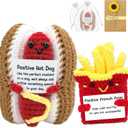 2 x Gifts for Friends, Emotional Support Crochet Positive Fries Hot Dog Set with Note, Positive Crochet Pack for Decor, Gift for Easter, Women, Men, Coworker, Boyfriend, Girlfriend