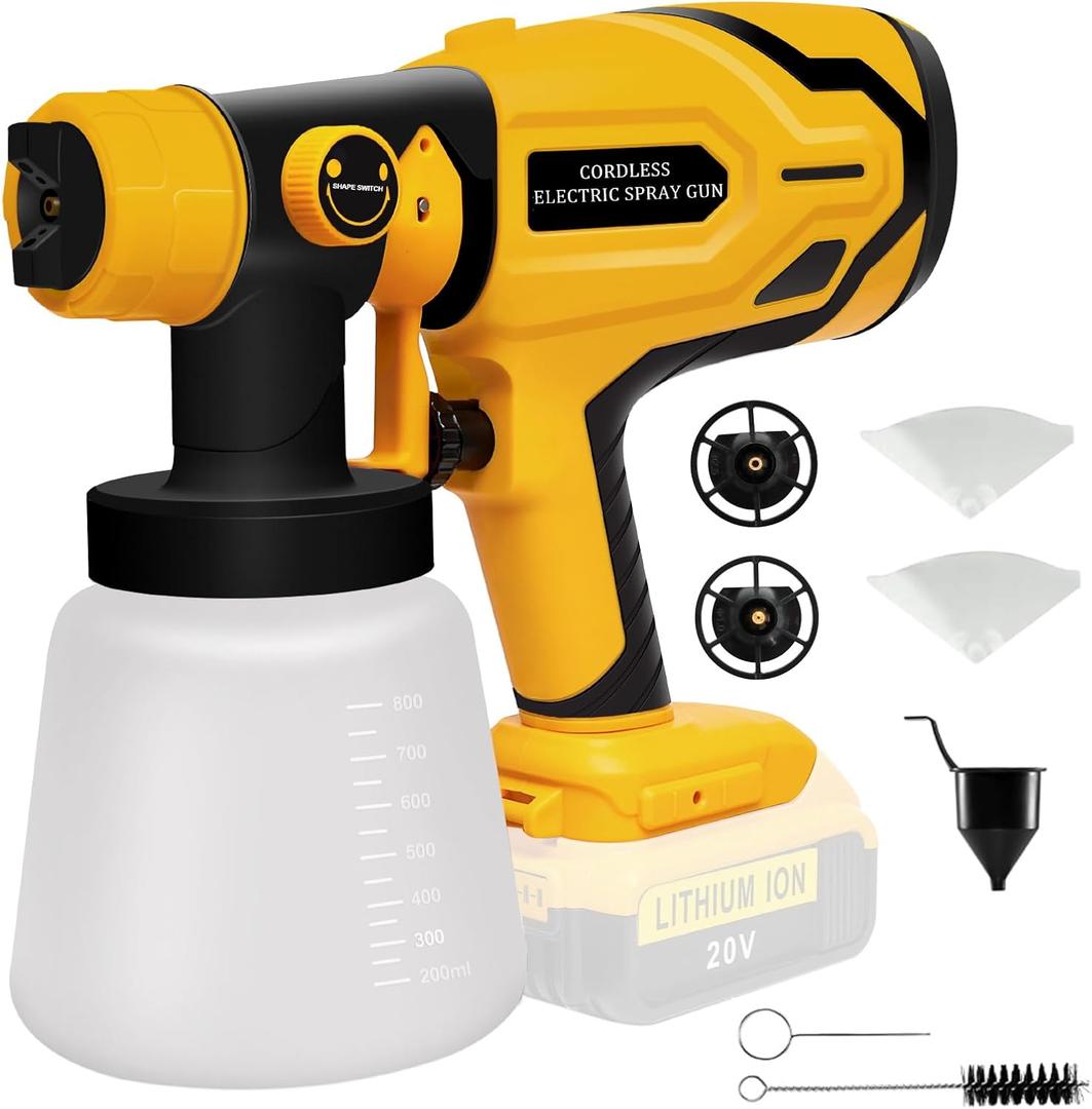 Cordless Paint Sprayer for DEWALT 20V Max Battery, Paint Sprayers for Home Interior Airless Electric HVLP, for Furniture, Walls, Cabinets, Fences, Doors, etc.(Battery NOT Included) (156AD-1)