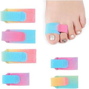 AsYeegata 6 Pack Fabric Hammer Toe Corrector Wraps Reusable Buddy Wraps for Broken Toe, Cushioned Bandages Finger Protectors Straightener Hammer Toe Separators (Colorful)