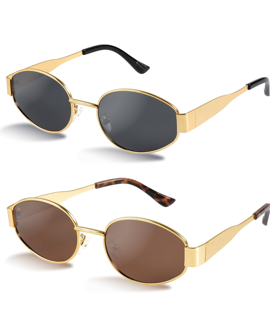 livho 2025 Trendy Oval Sunglasses - Stylish Polarized Shades for Everyday - Retro Metal Frames