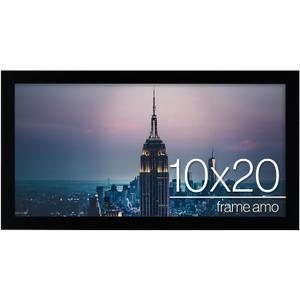 Frame Amo 10"x20" Black Modern Picture or Poster Frame, 1 inch Wide Border, Smooth Wrap Finish, Acrylic Face