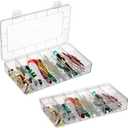 JUXYES 2Pack Plastic Small Fishing Tackle Box Organizer with 6 Compartments, Clear Mini Fishing Tackle Storage Boxes with Dividers, Transparent Fish Pocket Tackle Storage Box Lure Box