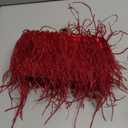 Women Ostrich Feather Purse Ostrich Tote Bag Fluffy Feather Purse Fringe Clutch Evening Handbag for Party Prom Red ((L*W*H): 18cm*4cm*9cm/7.09"*1.57"*3.54")