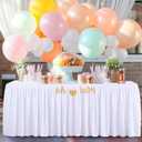 White Polyester Table Clothes for 8 Foot Rectangle Tables, Wrinkle Free Fitted Table Cover 8ft Stretch Tablecloths with Skirt for Parties Weddings Birthday Banquet Baby Shower