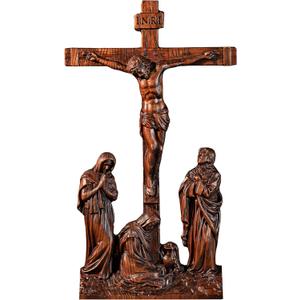 BGCOPPER Standing Crucifix Wall Cross, INRI Jesus Cross for Wall, Handmade Wooden Cross Wall Decor for Home Christmas Gift - 10 Inch
