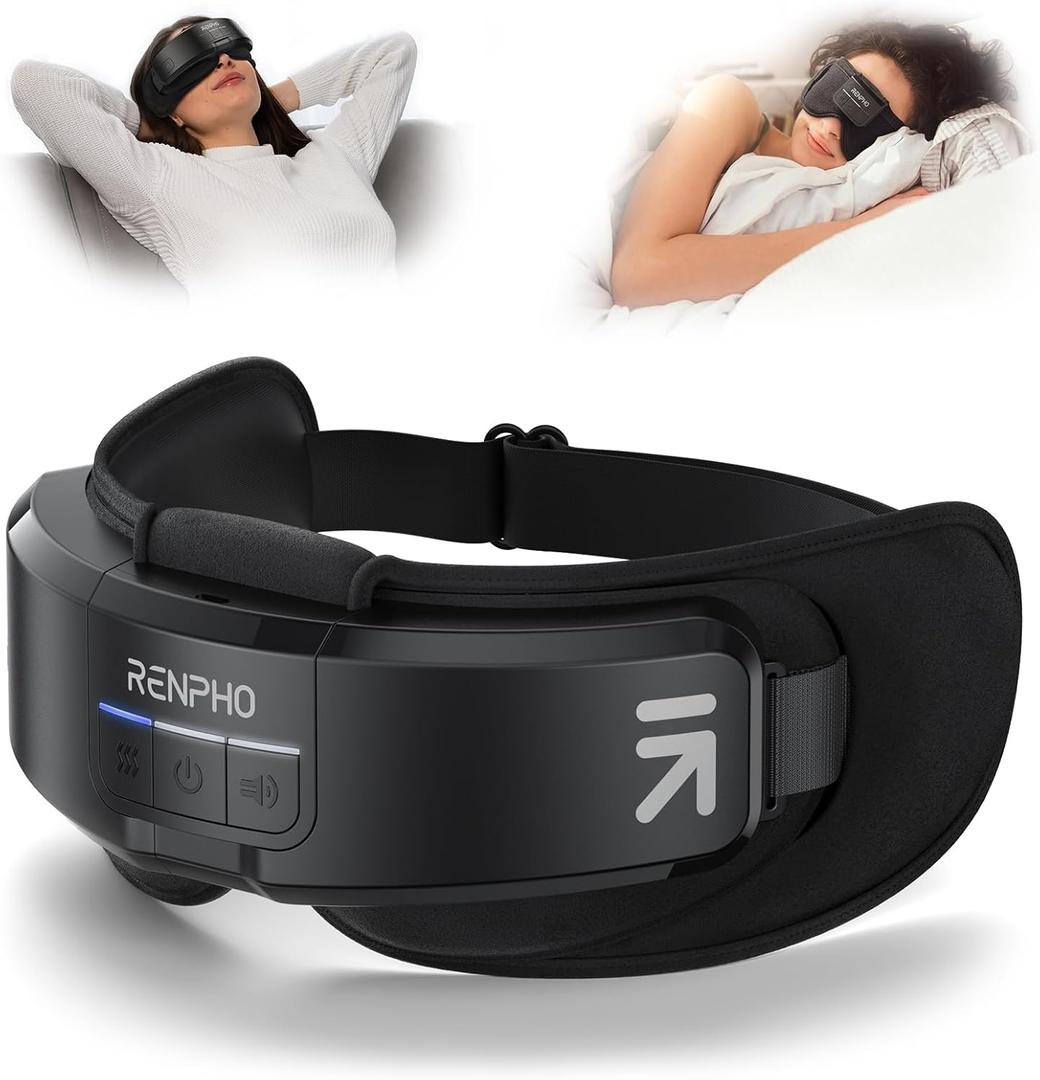RENPHO Eyeris Shift Eye Massager for Migraines [2025 Upgraded], Heated Eye Massager & Sleep Mask for Relaxation, Birthday Gifts for Women/Men/Mom/Dad, Music Temple Fack Mask Massager, Improve Sleep