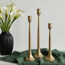 Gold Iron Taper Pillar Candle Holders Set of 3, Candlestick Holders Rustic Vintage Decorations, Tall Candle Stand for Home Decor Mantle Dining Coffee Table Outdoor Wedding-11.8"+13.8"+15.4"