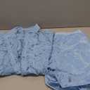 Mens Lace Outfit Set, See-Through Button Down Shirt and Shorts Two-Piece Beach Vacation Outfit (X-Large, Light Blue)