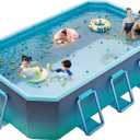 Foldable Pool, 118 Large Kiddie Pool, Non-Inflatable Kids' and Adults' Outdoor Swimming Pool, Hard Plastic Shell Portable Pool, Kid Pool for Backyard (118" x 65" x 21")