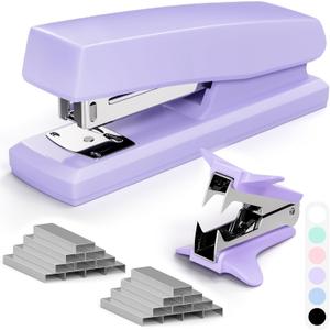 Purple Office Stapler, 25 Sheet Capacity with 2000 Staples and Staple Remover, Desktop Stapler,Purple Office Supplies for Students and Office Clerks (1 Pack)