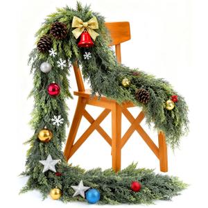 Real Touch Christmas Cedar Garland-6ft Artificial Garlands Faux Cedar Fake Pine Needles Garland for Fireplace Winter Home Stairs Mantel Table Doorframe Indoor Outdoor Xmas Decorations(6ft)