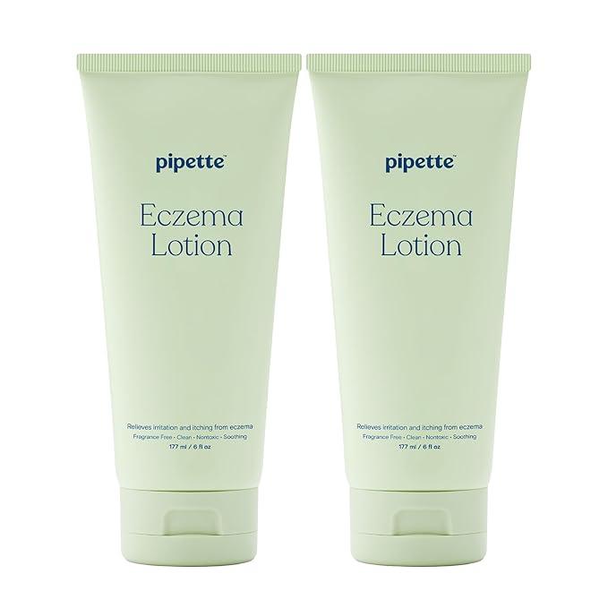 Pipette Baby Eczema Lotion Duo, Pack of 2, Fragrance Free Eczema Cream and Moisturizer, Lotion for Newborn, Sensitive Skin, and Kids, Baby Care Products, Non-Toxic and Hypoallergenic