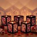 Retisee 24 Pcs Valentine's Day Decorations Paper Lanterns Craft Kits Valentine's Day Candles Holders Paper Boxes Lanterns DIY Craft Kits for Home Decorations Art Project