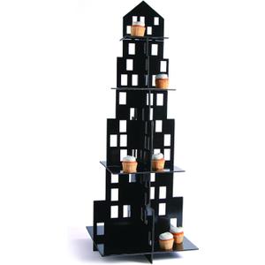 Skyscraper Cupcake Stand (4 Tiers) Superhero Party Supplies - Perfect for Your Superhero, Firefighter, Big City Themed Parties