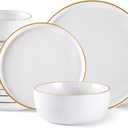 AmorArc Stoneware Dinnerware Sets for 6,Reactive Ceramic Plates and Bowls Set,Highly Chip and Crack Resistant | Dishwasher & Microwave Safe | Round Dishes Set Service for 6 (18pc) (Speckled Matte White)