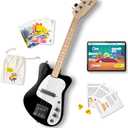 Loog Mini Electric kids Guitar for Beginners built-in Amp Ages 3+ Learning App and Lessons Included (Black)