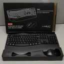 Wireless Keyboard and Mouse Combo, 2.4G Full Size Wave Keys Ergonomic Keyboard with Wrist Rest and 3-Level DPI Adjustable Wireless Ergonomic Mouse for Windows, Mac OS Desktop/Laptop/PC(Black)