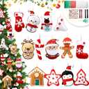 HunnmingRe 13 Pcs Christmas Ornaments for Tree Felt Santa Claus Snowman Gingerbread Hanging Decorations Craft Fabric Sewing Kit for Christmas Party Favors DIY Activities Making Gifts