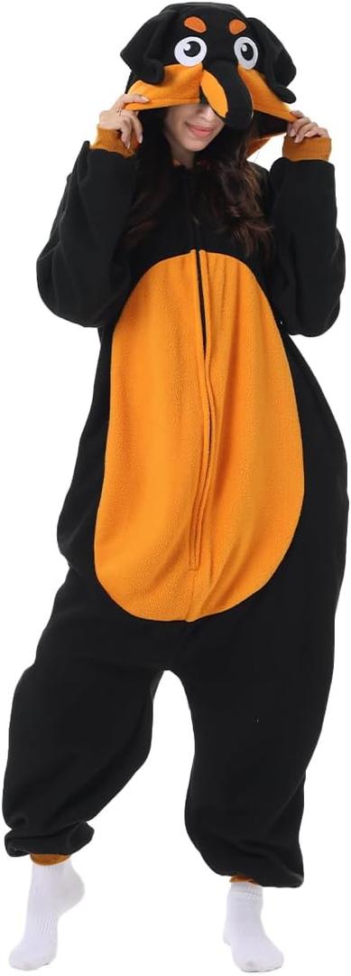Adult Onesie Pajamas, Unisex Cute Animal Costume, Cosplay Halloween Jumpsuit Sleepwear for Women Men (Large, Dachshund)