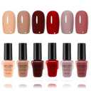 GELLEN Nail Polish Set Nude Red Brown Fall Winter, No Lamp Needed,HEMA Free | Toxin Free, Quick Air Dry, Not Gel Polish, 6 Colors Traditional Regular Polish for Finger Toe & Acrylic Fake Nails Home Salon