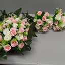 3 Pcs Artificial Cemetery Flower Saddles Cemetery Flowers for Grave Memorial Grave Flowers with Vases for Cemetery Decoration (Pink)