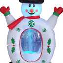 4 FT Lighted Christmas Inflatable Snowman Snowflake Snow Globe  Outdoor Indoor Holiday Decoration with Built-in LED Lights Self-Inflating Blower Weather-Resistant Blow-Up Lawn Yard Display for Dcor
