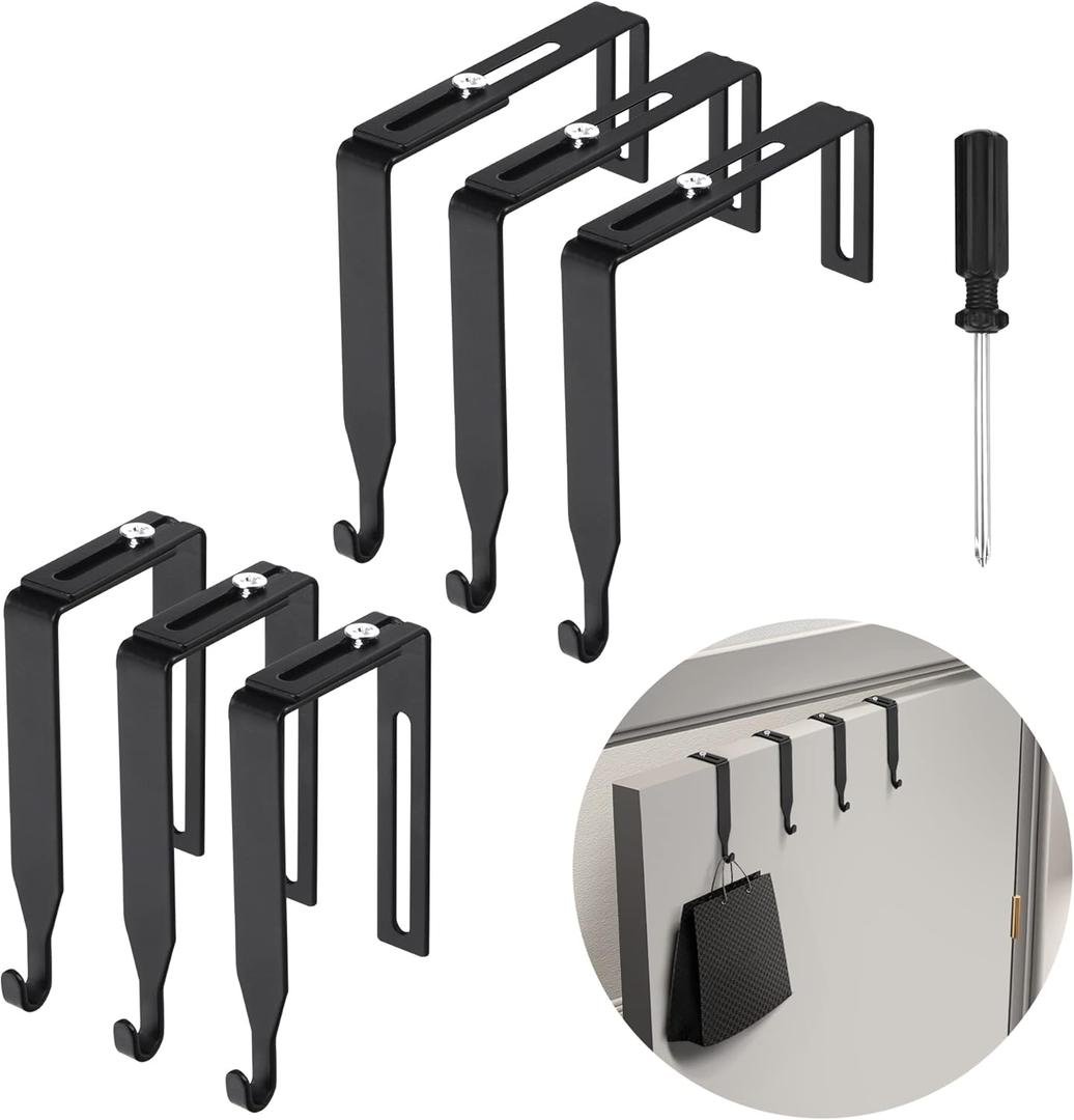 6 Pcs Adjustable Cubicle Wall Hooks Cubicle Hangers- Metal Universal Partition Hanger with Cross Screwdriver- Cubicle Accessories Over The Door Mirror Hook Fit 1.35 to 3.5 In Thick Wall Panels